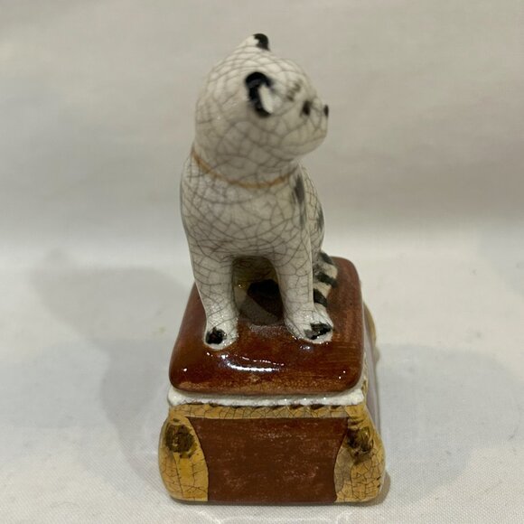 Fitz and Floyd Vintage 1981 Ceramic Trinket Box with Cat AS IS - Picture 4 of 7